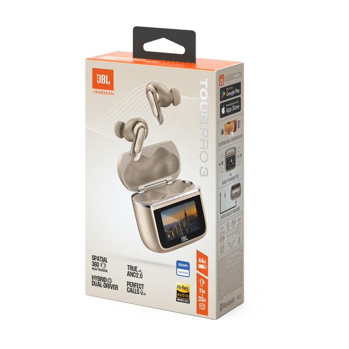 JBL Tour Pro 3 - Latte - True Wireless Noise Cancelling earbuds with Smart Charging Case&trade; - Detailshot 15 image number null